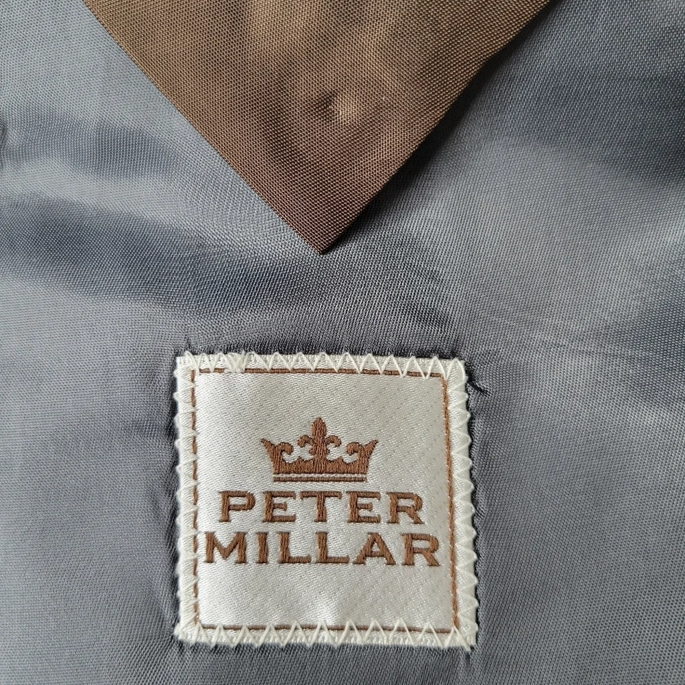 Peter Millar Wool Pant Suit Men Size 42T Blazer Gray Pinstripe 38X31 Trousers